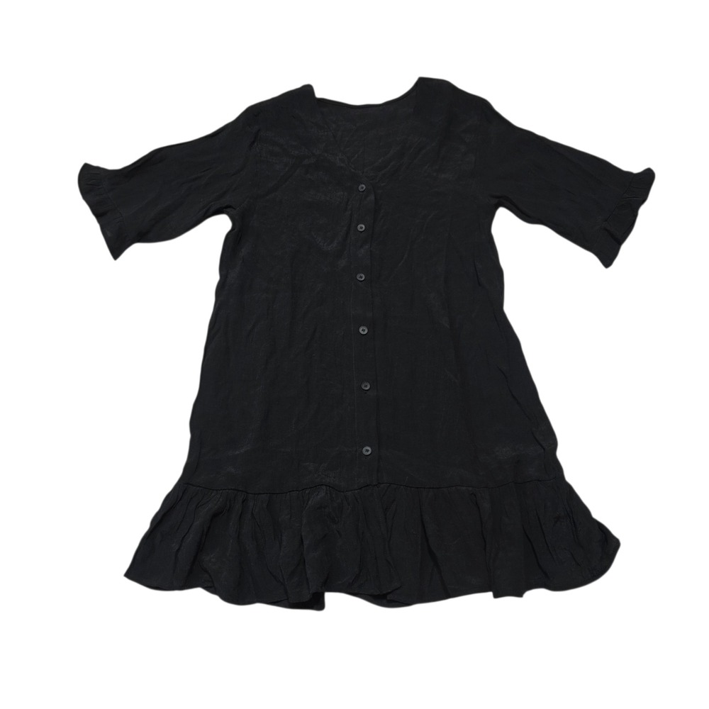 NEW Cupshe Dress Womens XS Black Button Front Ruffle Hem Mini CAA07B2M013AA